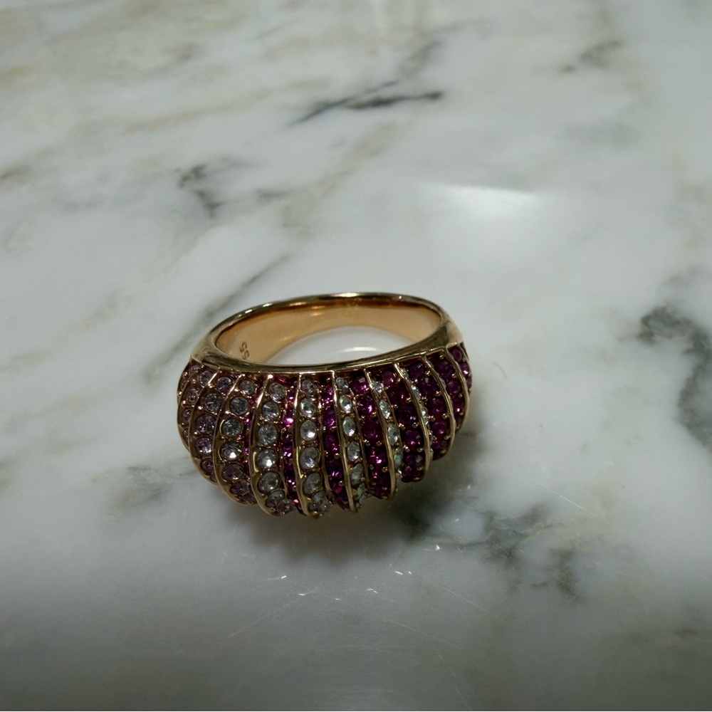 Swarovski Rose-Gold Ring with Pink Crystals